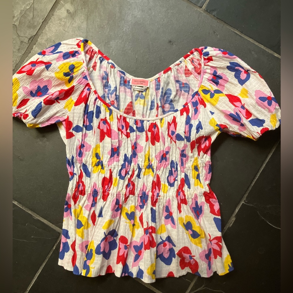 Kate Spade Women’s Size XS Floral Puff Sleeve Top